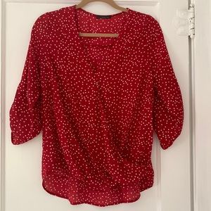 Red polka dot wrap top  medium